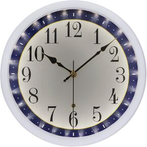 Lighted Wall Clocks,12 Inch Silent Non-Ticking Night Light Wall Clock, Glow in The Dark Battery Operated Wall Clocks for Bedroom Living Room