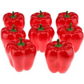 8pcs Artificial Big Bell Red Pepper Decoration Fake Vegetable Home Kitchen Cabinet Food Toy Model