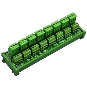 Electronics-Salon DIN Rail Mount Pluggable 8x3 Position 10A / 300V Screw Terminal Block Distribution Module. (Side Wire Connects)