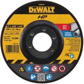 DeWalt DW8420 4" x .045" x 5/8" Thin Cutting Wheel Type 27 Depressed Center Wheel