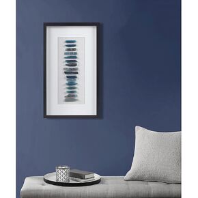 Martha Stewart Cerulean Stones Wall Décor Natural Agate, Glass Framed Art for Living Room Entryway Home Accent, Ready to Hang Bedroom Decoration, 13.78" W x 23.62" H, Blue MT95B-0064