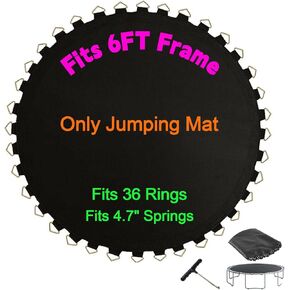 Replacement Mat Trampoline, Fits 6FT 13FT 14FT Round Trampoline Frame for 36/80/84 V-Rings, Using 4.7/6.5inch Springs, Trampoline Jumping Mat Replacement