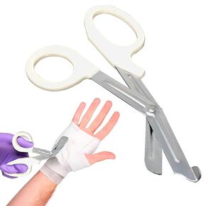 AMZ White Trauma Shears 7,25 Inches. Stainless Steel Medical Scissors with Non-Stick Blades. Bandage Scissors for Nurses. Medical Shears for EMT. Emergency Shears. Trauma Shears for Nurses