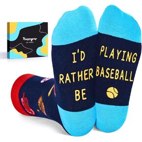 HAPPYPOP Gifts For Kids Boys Girls - Basketball Baseball Hockey Football Softball Gifts, Skater Ballerina Socks