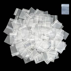 100pcs Small Plastic Bags, 1" x 1" 4 Mil Reusable Clear Thick Mini Zipper Poly Baggies for Pills, Beads, Jewelry Parts, Small Items
