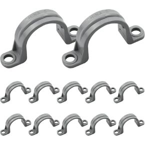 12 Pcs 1 Inch PVC Pipe Straps, 2 Holes Conduit Pipe Clamps Pipe Supports, Plastic Conduit Strap for PVC Pipes, Conduit, Cables