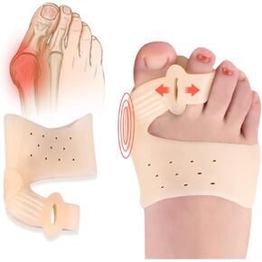 Bunion Corrector, Soft Elastic Silicone Toe Separators Sleeves, Orthopedic Big Toe Straightener with 2 Loops, Correction Tool, Relief Pain for Hallux Valgus Overlapping Toes, Bunions Calluses, 1 Pair