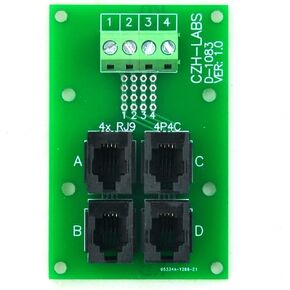 إلكترونيات-صالون RJ9 4P4C جاك 4-Way Buss Breakout Board، كتلة طرفية، موصل. in Kuwait