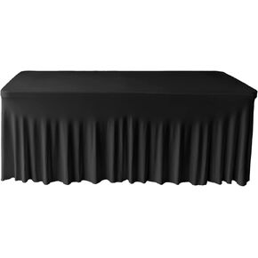 2 Pack 6ft Hunter Green Spandex Table Skirt Spandex Tablecloth Stretch Fitted Table Cover for 72Lx30Wx30H Inch Rectangular Table