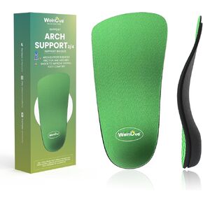 Plantar Fasciitis Arch Support Insert- Welnove 3/4 Length Hard Orthotic Insoles Arch Support Inserts for Over-Pronation,Flat Feet and Heel Spur,Women's 11-12.5, Men's 10-11.5