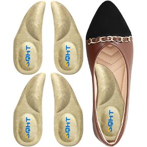 SQHT Arch Support Shoe Inserts for Flat Feet, Plantar Fasciitis, Adhesive Heel Cushion for Relieve Pain for Women & Men - Large