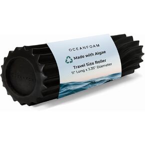 Oceanfoam Ripple Roller - Muscle Massage Foam Roller for Back Pain & Stretching - Ergonomic Wave Textured - Yoga, Athletics, & Wellness - Travel Size, 11" x 3.35" - Black