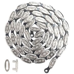 Bike Single Speed Chain, Bicycle Chain 1 Speed, 1/2 × 1/8 inch,100 Links,Press -in Connector,Sliver