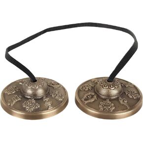 Tingsha Tibetan Style Meditation Bell Manjeera 2.1" 8 Lucky Symbols Embossed