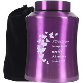 Up to 160 lbs Urns for Ashes Adult Female - Butterfly Decorative Urns Adult for Funeral - Cremation Urns for Ashes Women - Burial Urns for Human ashes Female Mom (Purple Butterfly, 160 cubic inches)