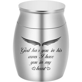 Small Keepsake Urns for Ashes Mini Cremation Urns for Ashes Stainless Steel Memorial Ashes Holder-God Has You in His Arms, I Have You in My Heart