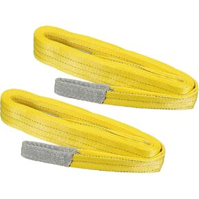 PATIKIL 3" x 15' Lift Strap, 2 Pack 6613lbs Lifting Slings Flat Eye to Eye, 2 Ply Polyester Webbing Lifting Moving Straps for Rigging Hoisting Gear, Yellow