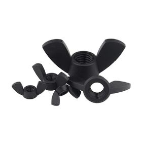 50 Pcs M8 Wing Nuts, Pitch 1.25mm, Black Nylon Hand Twist Tighten Butterfly Nut for DIY Tools Machinery Electronic Equipment