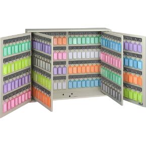 Acrimet Key Cabinet Organizer 256 Positions with Lock (Wall Mount) (256 Multicolored Tags Included) (Beige Cabinet)