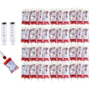 40 Pack Blood Bag for Drinks IV Bags Pouches Mug Empty Vampire Diary Halloween Food Safe Drink Containers Bags Cups for Juice Party Nursing Birthday