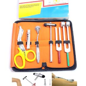 Cynamed Set of 6 pcs Reflex Percussion Buck Hammer + Penlight +Tuning Fork C 128 C 512 + Bandage Scissors 7.25" + Wartenberg Pinwheel (Set of 6)