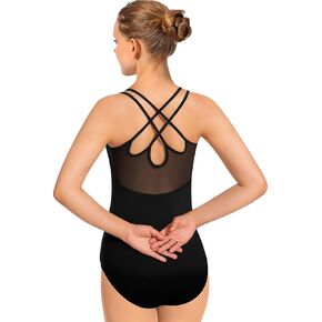 MOLLDAN Dance Leotard for Women Camisole Ballet Wear,Double Straps with Mesh Back,Chest Padded