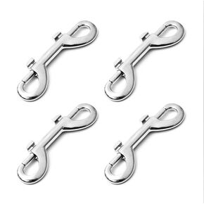 4PCS Silver 2.7inch Double Ended Bolt Snap Hook Zinc Alloy Hook Chain Clips Trigger Chain Clips Metal Key Holder Metal Key Holder for Key Chain Horse Tack Pet Feed Bucket Garage Use