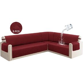 HDCAXKJ Waterproof Corner Sectional Couch Cover for Dogs Washable L Shape Sofa Cover Pets Protector 5 Piece U Shaped Sectional Slipcover L Shaped Couch Cover for Living Room (Black, X-Large) in Kuwait