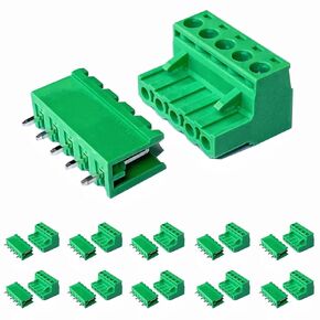10 Set 6 Pin 5.08mm Pitch PCB Mount Screw Terminal Block Connector Male Female Straight Plug-in Phoenix Plug