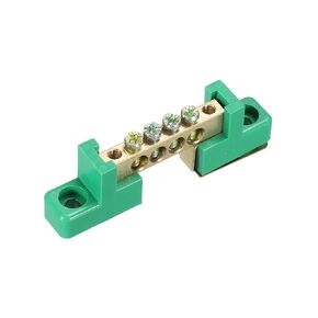 MECCANIXITY Terminal Ground Bar Screw Block Barrier Brass 12 Positions Green for Electrical Distribution