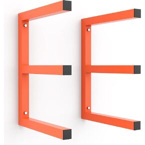 Ultrawall Lumber Storage Rack Wall Mount Wood Storage Racks, Metal Wood Organizer Racks for Shed, Workshop, Garage, Holds Up 220 LBS Per Level (Pack of 2, Orange)
