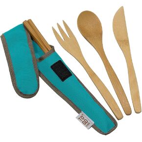 Bamboo Travel Utensils - To-Go Ware Utensil Set with Carrying Case (Agave)