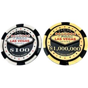 Las Vegas 3D Poker Chip Magnet (Gold -$1,000,000)