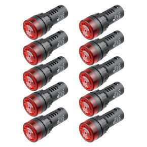 24V Flash Buzzer Alarm Beep LED Indicator Signal Lamp Warning Lights Red 10Pcs