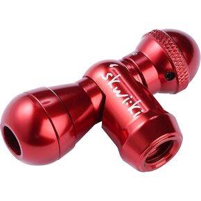 Skwiki JET BLOW Bicycle C02 Inflator, with Insulated Grip Sleeve, Presta and Schrader Compatible, Compact, for Mountain, Gravel, and Road Bikes (Red), CO2 CARTRIDGE NOT INCLUDED