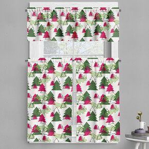 Ambesonne Winter Kitchen Curtains, Winter Scene with Deer Frozen Trees and Snow Christmas Season Pine Trees Bushes, Window Drapes 2 Panel Set for Kitchen Cafe Decor, 55" x 39", Blue White