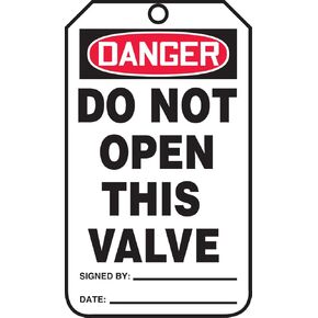 Accuform MDT111PTM RP-Plastic Safety Tag, Legend "Danger Do Not Open This Valve", 5.75" x 3.25", Red/Black on White (Pack of 5)