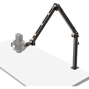 حامل ميكروفون بودكاست لسطح المكتب من ULANZI مع حامل هاتف، حامل ميكروفون مكتبي قابل للتعديل مع قاعدة مرجحة، ذراع بوم، 3/8 بوصة، 1/4 بوصة و2 مشبك ميكروفون لـ Blue Yeti Shure Samson معظم الميكروفونات in Kuwait