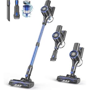 Cordless Vacuum Cleaner, Stick Vacuum with 3 Powerful Suction Modes, Max 45 Mins Runtime, Anti-Tangle Vacuum Cleaner for Home, 8-in-1 Rechargeable Vacuum for Carpet, Pet Hair, Hard Floors