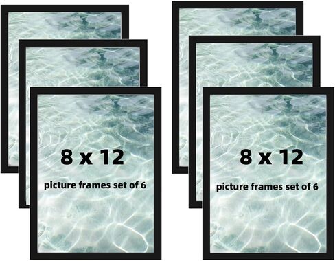 8x12 إطار صورة أسود مجموعة من 6 إطار صور 8x12 أسود ملصق إطارات جدار معرض إطارات الصور إطارات الصور الخشبية الهندسية in Saudi Arabia