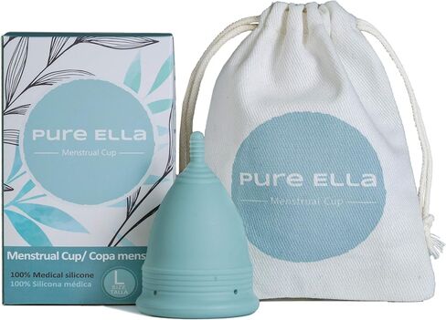 Pure Ella Menstrual Cup - Reusable Soft Silicone Period Cup - Wear for 12 Hours - Medical Grade & BPA Free Silicone - Eco Friendly & Hypoallergenic Feminine Hygiene – Sizes XS, Small, Large (XS) in Saudi Arabia