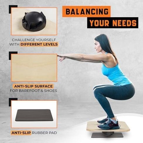 Yes4All 20 inch Professional Rocker Board with 3 levels 15,18 and 20 degrees, 3in1 Balance Board Sports Trainer Combo in Saudi Arabia
