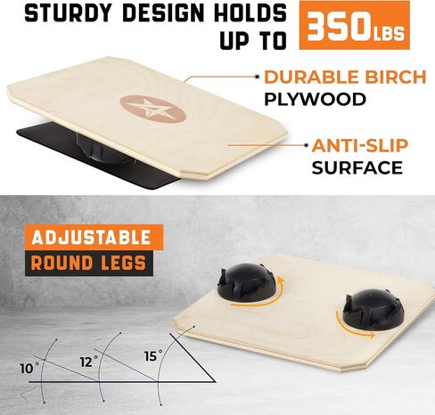 Yes4All 20 inch Professional Rocker Board with 3 levels 15,18 and 20 degrees, 3in1 Balance Board Sports Trainer Combo in Saudi Arabia