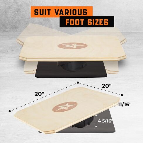 Yes4All 20 inch Professional Rocker Board with 3 levels 15,18 and 20 degrees, 3in1 Balance Board Sports Trainer Combo in Saudi Arabia