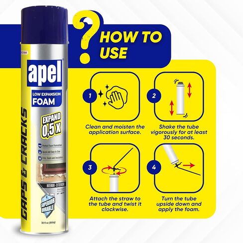 apel GC100 Low Expansion Polyurethane Spray Foam, Window Door Insulation, Crack Filler Expanding Foam, Expand 0.5X, 30 fl oz - 1 Pack in Saudi Arabia
