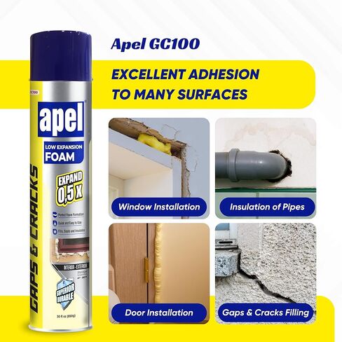 apel GC100 Low Expansion Polyurethane Spray Foam, Window Door Insulation, Crack Filler Expanding Foam, Expand 0.5X, 30 fl oz - 1 Pack in Saudi Arabia