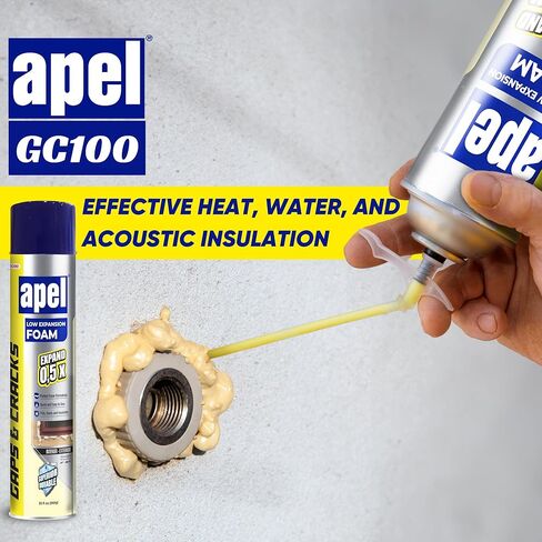 apel GC100 رغوة رش البولي يوريثين منخفضة التوسع، عزل باب النافذة، رغوة توسيع حشو الشقوق، توسيع 0.5X، 30 أونصة سائلة - عبوة واحدة in Kuwait