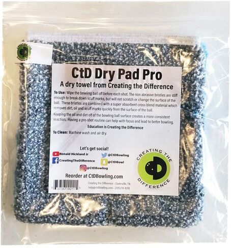 خلق الفرق Dry Pad Pro | منشفة البولينج | يزيل الأوساخ والزيوت وعلامات الاحتكاك | العناية بكرة البولينج | لوازم البولينج in Kuwait
