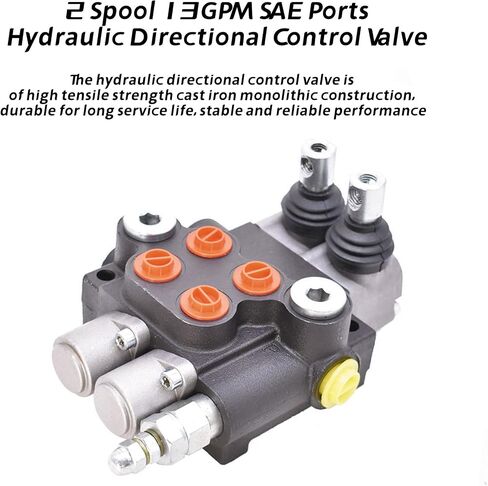 Hydraulic Directional Control Valve, 2 Spool 13GPM SAE Ports Double Acting Hydraulic Valve 3600 PSI Double Acting Valve Adjustable Relief Lever Handle Tractors Loaders Tanks in Saudi Arabia