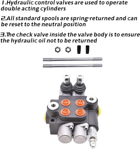 Hydraulic Directional Control Valve, 2 Spool 13GPM SAE Ports Double Acting Hydraulic Valve 3600 PSI Double Acting Valve Adjustable Relief Lever Handle Tractors Loaders Tanks in Saudi Arabia